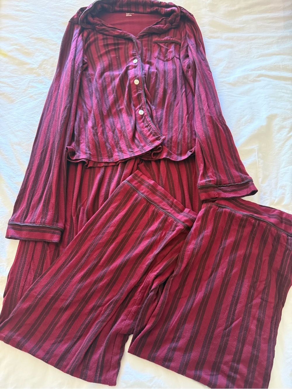 Stars Above Women's Striped Burgundy Pajama Set